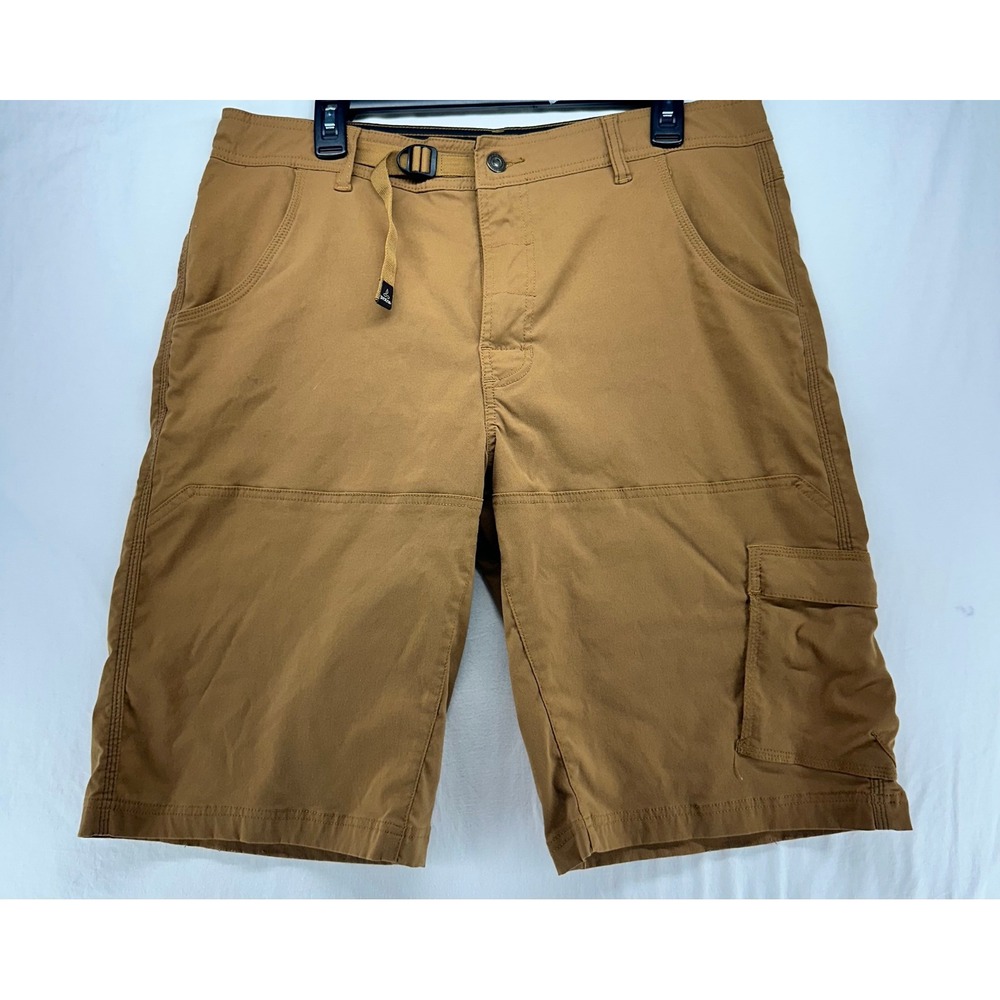 Prana Zion Mens Brown Stretch Hiking Cargo Shorts Size Large Built In Belt
